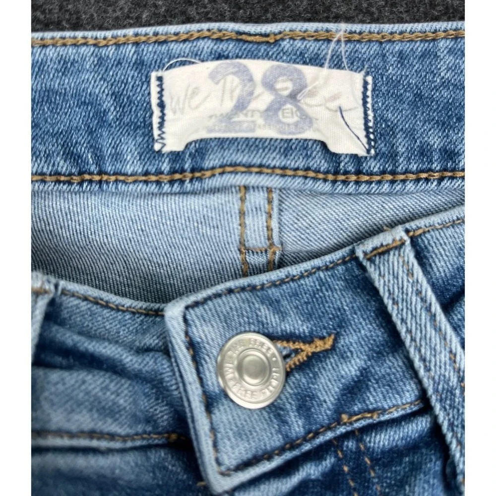 We The Free Free People Skinny Jeans Light Wash Raw Hem Blue Denim Womens 28